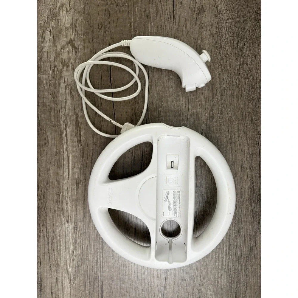 Nintendo Wii Nunchuk Controller and Racing Wheel Bundle OEM Accessories